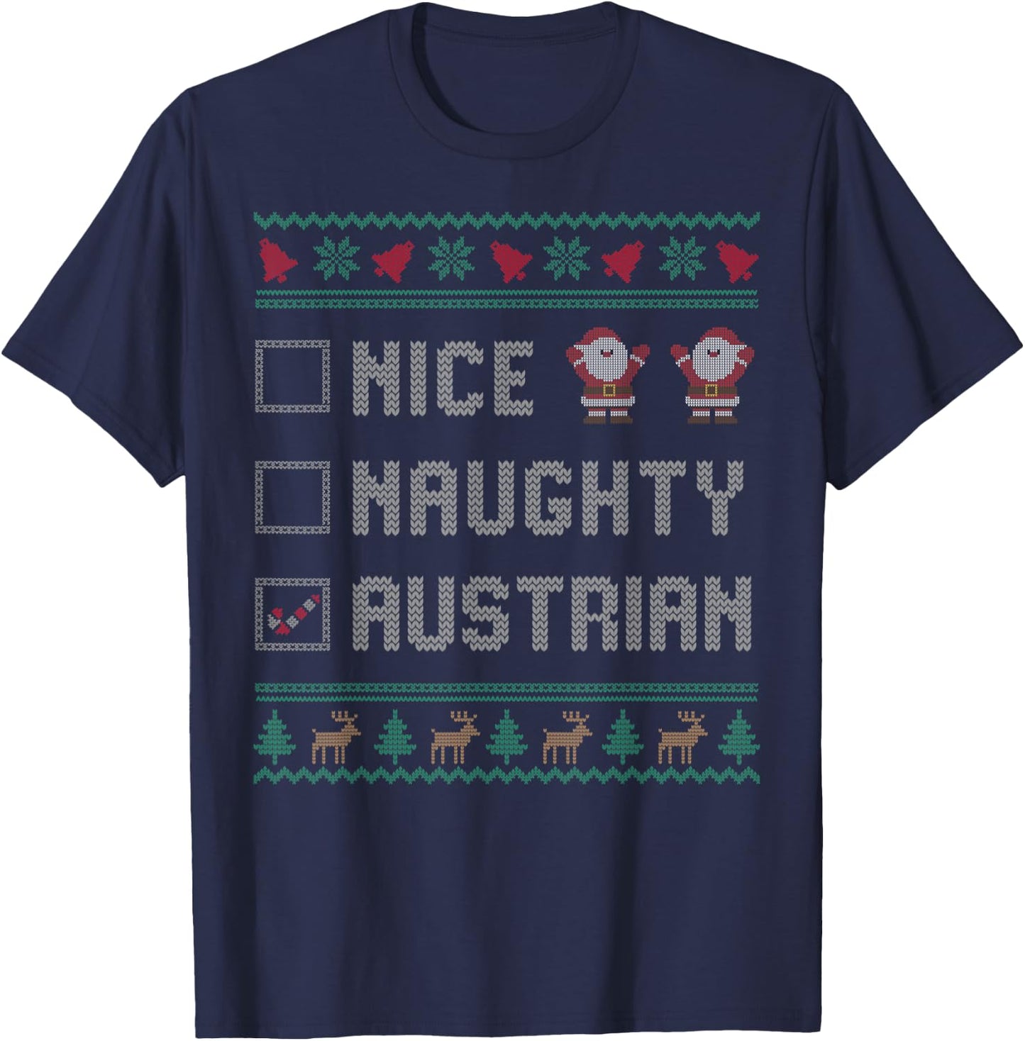 Nice Naughty Austrian Christmas Pajama Matching T-Shirt - T-Shirt | Navy