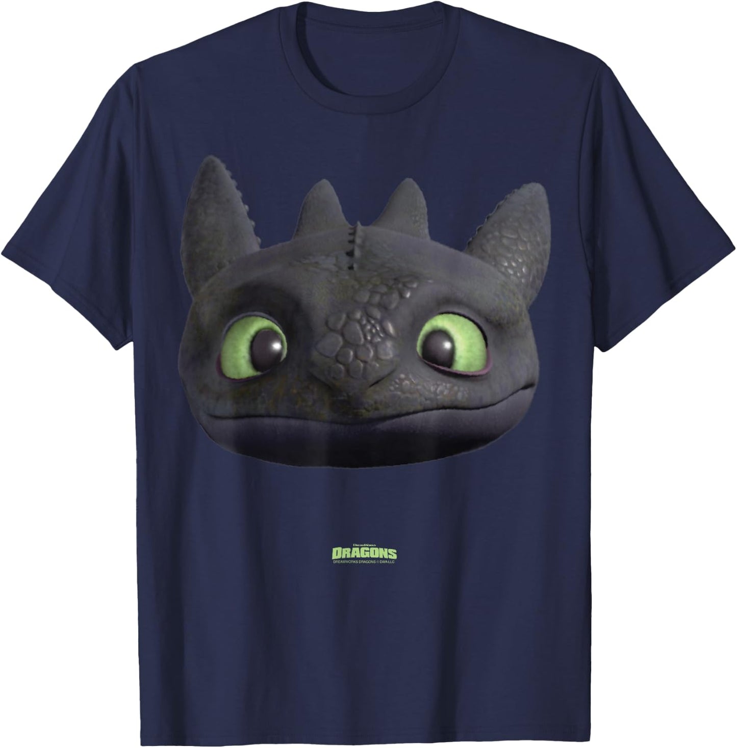 DreamWorks Dragons Toothless Night Fury Big Face Costume 3D T-Shirt - T-Shirt | Navy