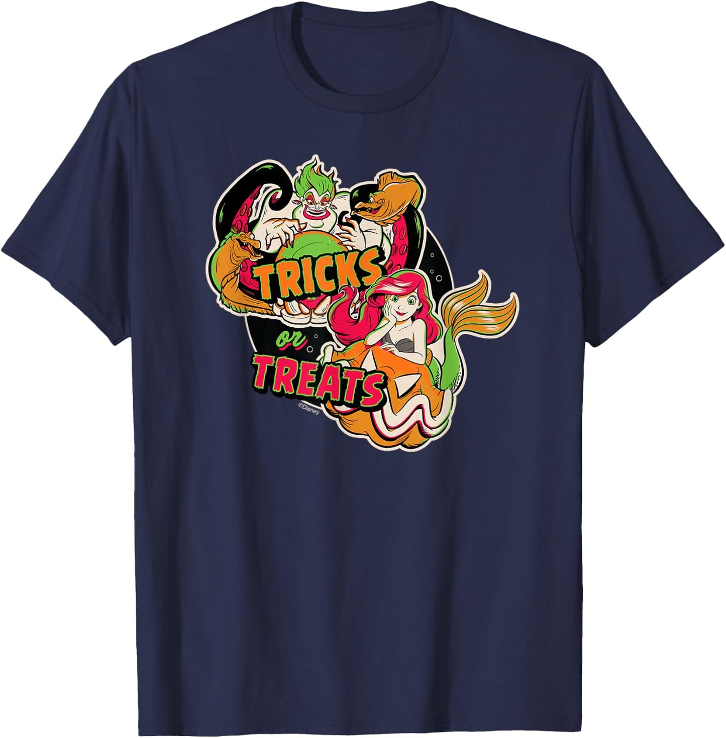Disney Princess The Little Mermaid Ariel & Ursula Halloween T-Shirt - T-Shirt | Navy