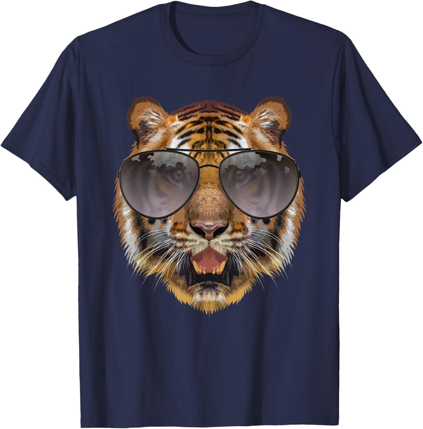 Funny Tiger Design Women Kids Cat with Glasses Lover T-Shirt - T-Shirt | Navy