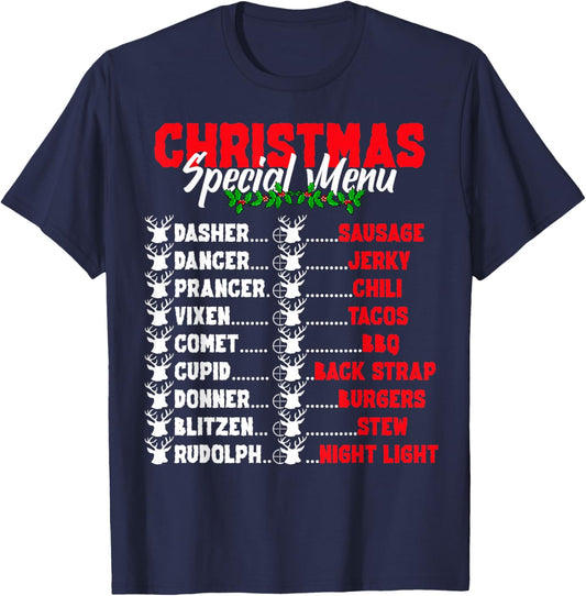Funny Christmas Deer Hunters All of Santa's Reindeer design T-Shirt - T-Shirt | Navy