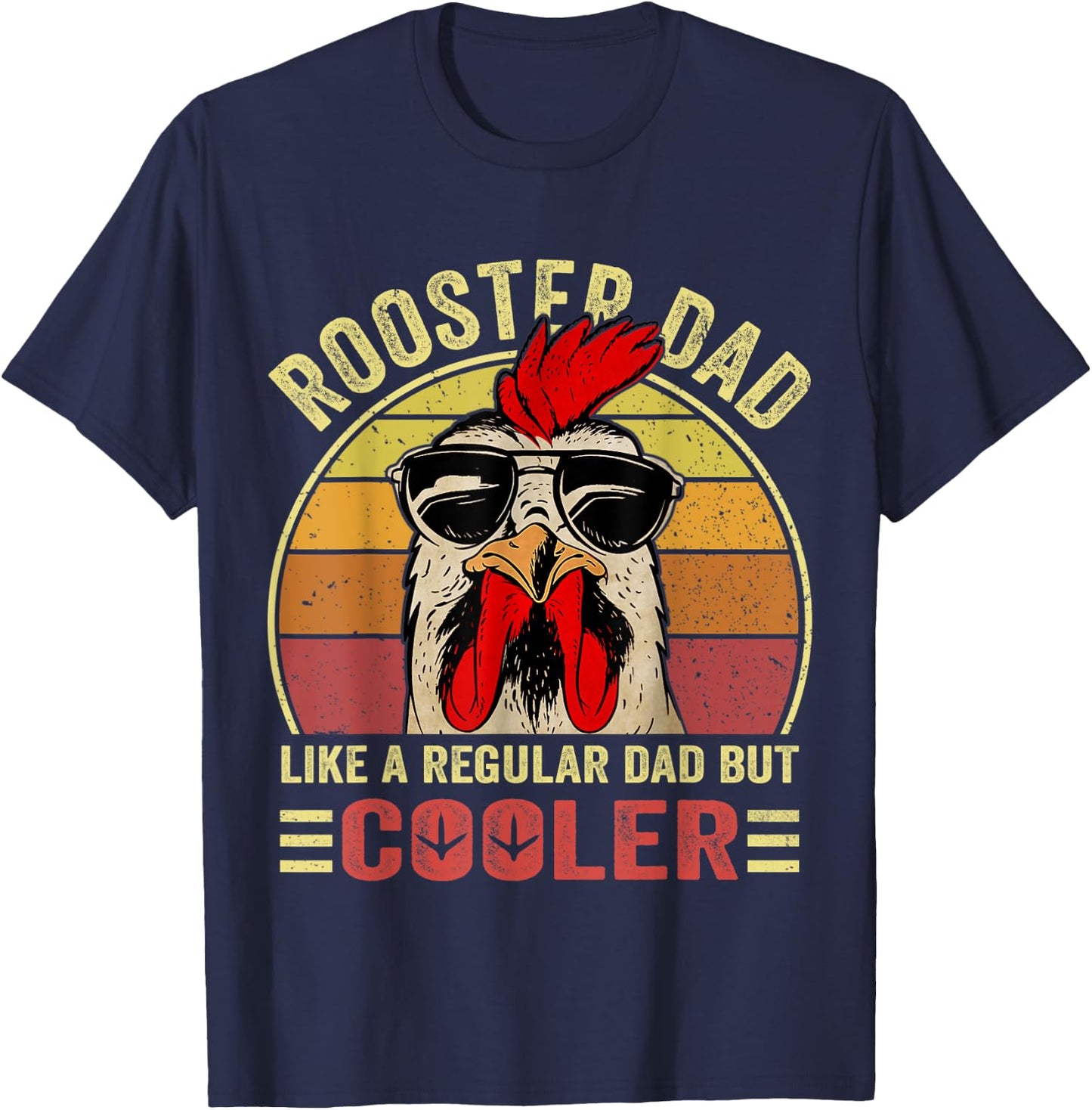 Retro Rooster Dad, Chicken Dad, Rooster Father T-Shirt - T-Shirt | Navy