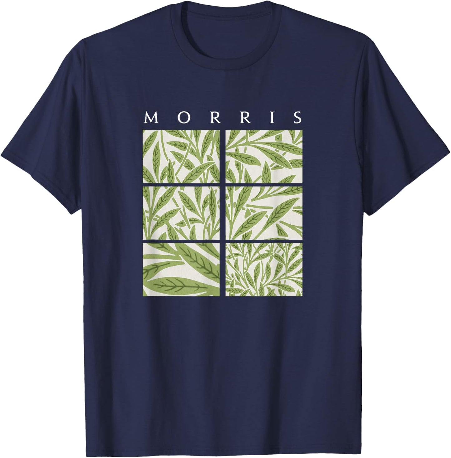 Willow William Morris Arts and Craft Style Pattern T-Shirt - T-Shirt | Navy