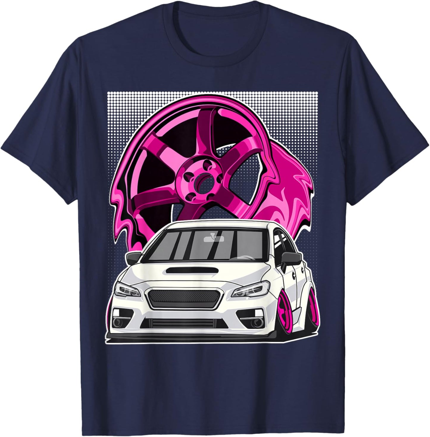 Subie VA JDM Stance Car Wheel Boxer Motor Racing Graphic T-Shirt - T-Shirt | Navy
