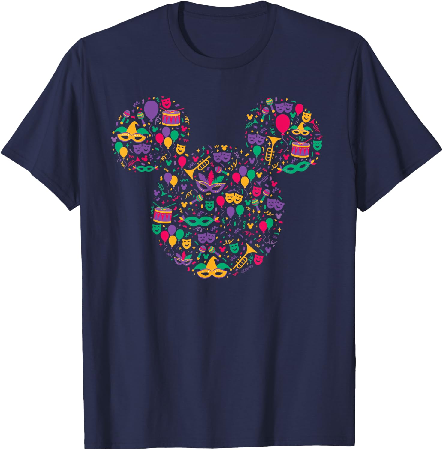 Disney Mickey Mouse Mardi Gras Carnival Holiday Icon T-Shirt - T-Shirt | Navy
