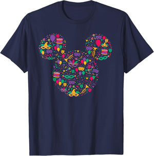 Disney Mickey Mouse Mardi Gras Carnival Holiday Icon T-Shirt - T-Shirt | Navy