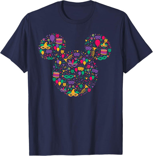 Disney Mickey Mouse Mardi Gras Carnival Holiday Icon T-Shirt - T-Shirt | Navy