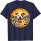 Cute Pitbull Colorful Flower Mountain Sunset Puppy Dog T-Shirt - T-Shirt | Navy
