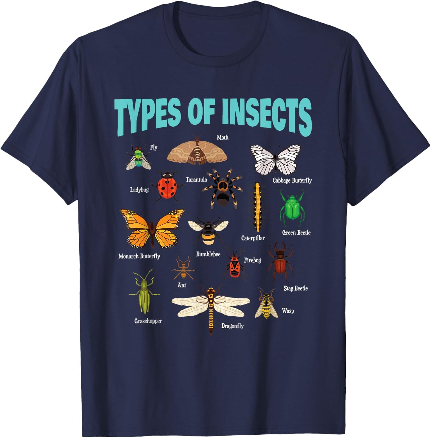 Insects Of The World Bug Lover Expert Entomologist Bugs Fan T-Shirt - T-Shirt | Navy