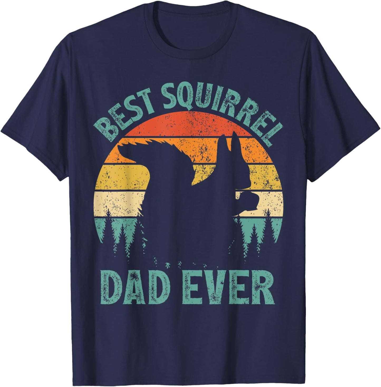Funny Squirrel Vintage Best Squirrel Dad Ever Father's Day T-Shirt - T-Shirt | Navy