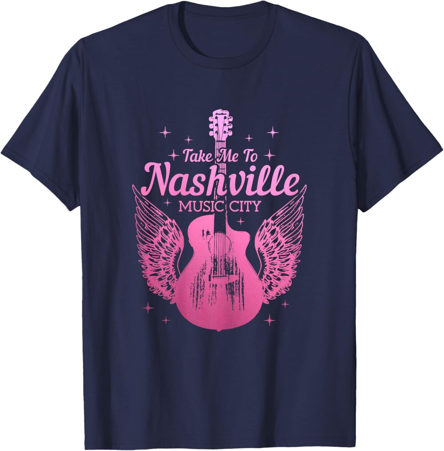 Nashville Guitar Wings Tennessee Vintage Country Music City T-Shirt - T-Shirt | Navy