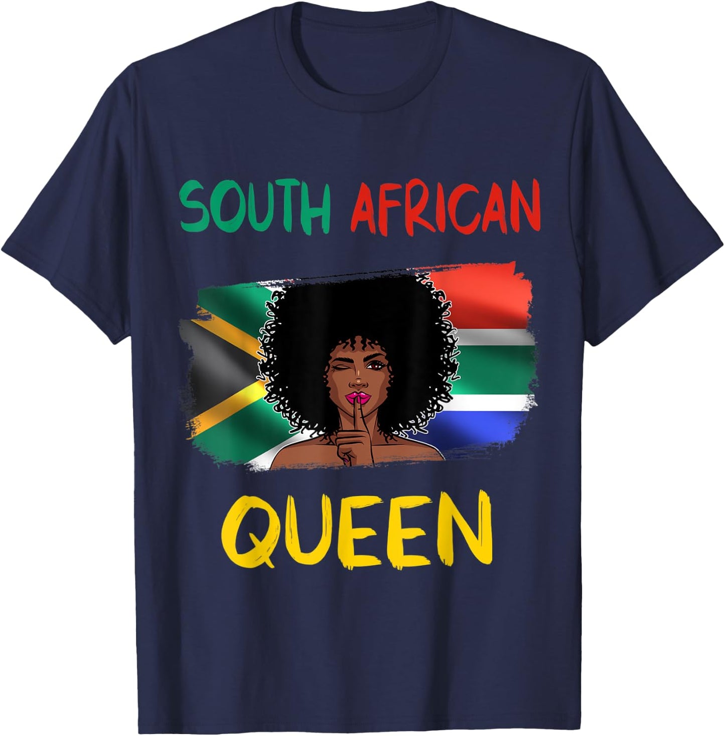 South African Queen South Africa Flag African Girl Pride T-Shirt - T-Shirt | Navy