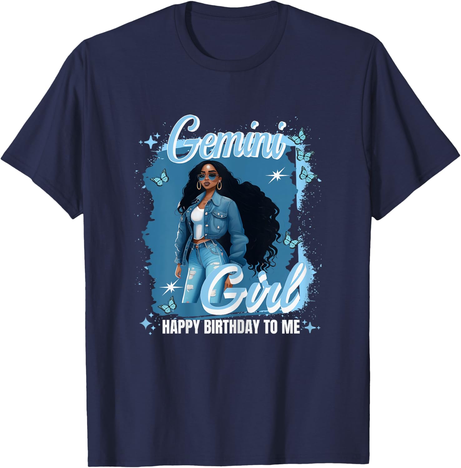 Gemini Girl Melanin Queen May Woman June Queen Birthday T-Shirt - T-Shirt | Navy