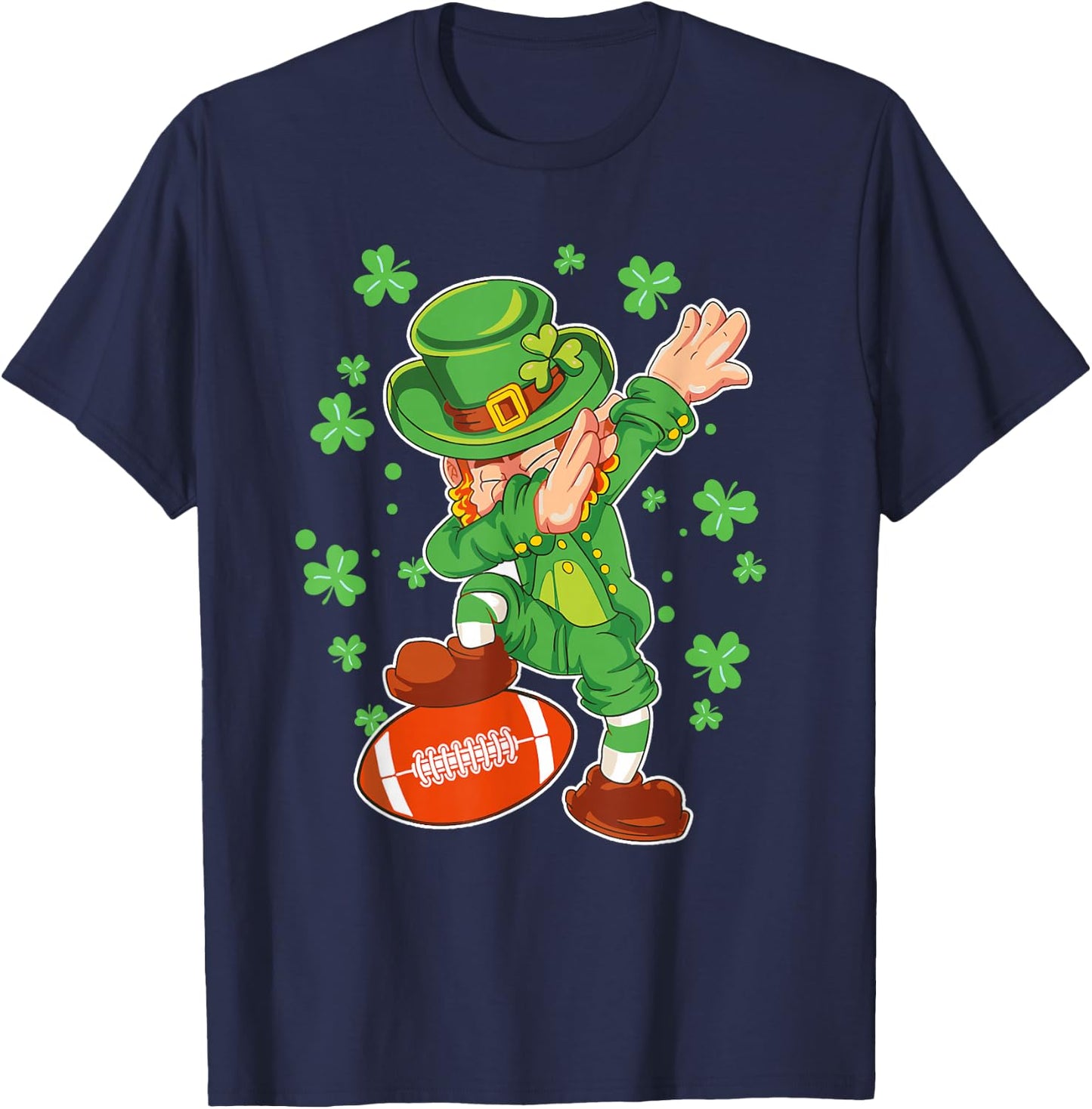 St Patricks Day Boys Men Kids Football Dabbing Leprechaun T-Shirt - T-Shirt | Navy