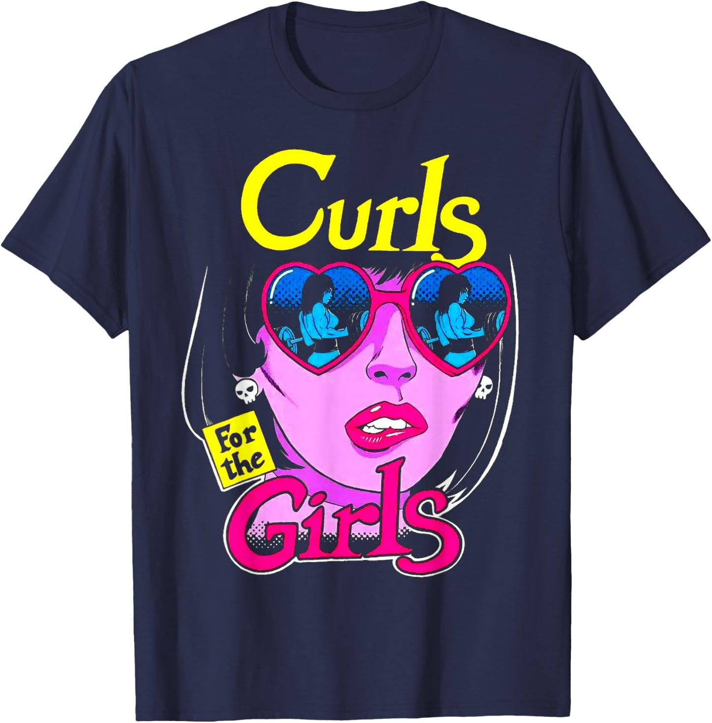 Funny Curls For Girls Gym Weightlifting Bodybuilding Fitness T-Shirt - T-Shirt | Navy