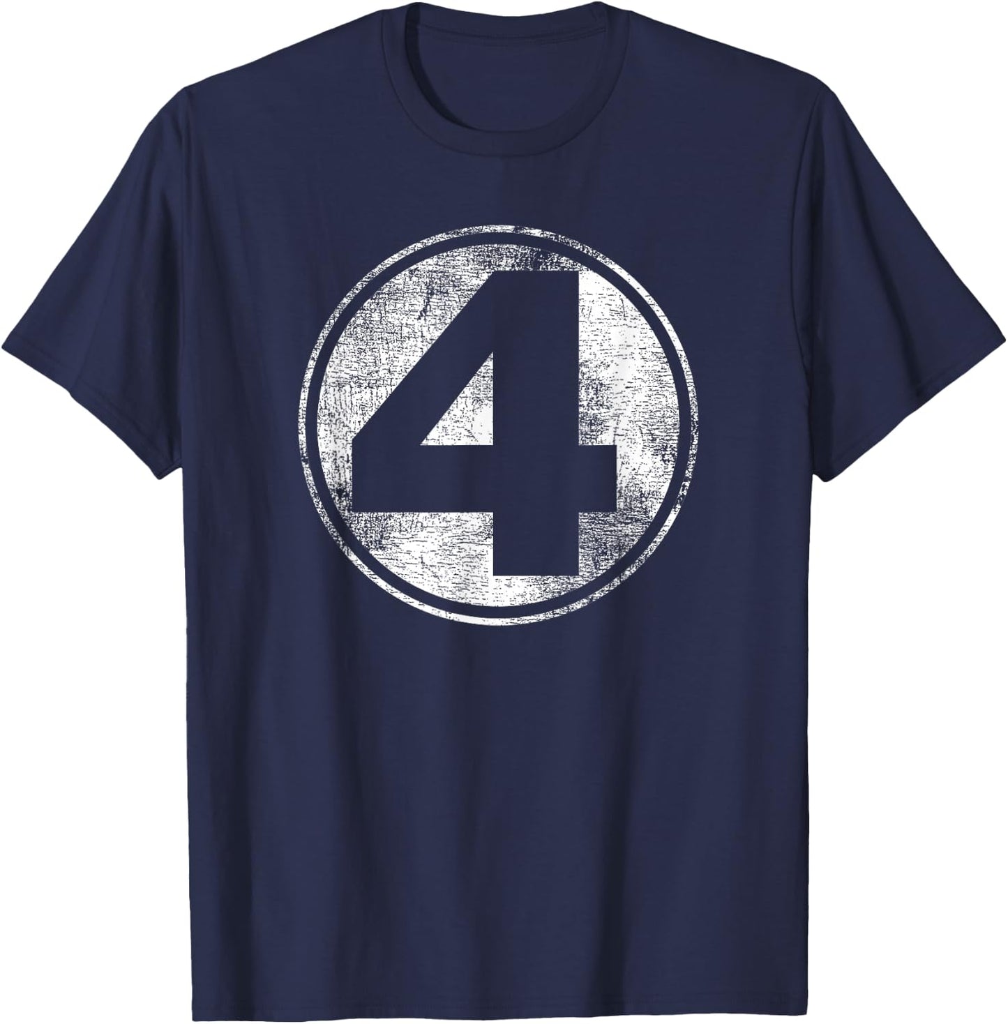 Marvel Fantastic Four Classic Number 4 Distressed Logo T-Shirt - T-Shirt | Navy