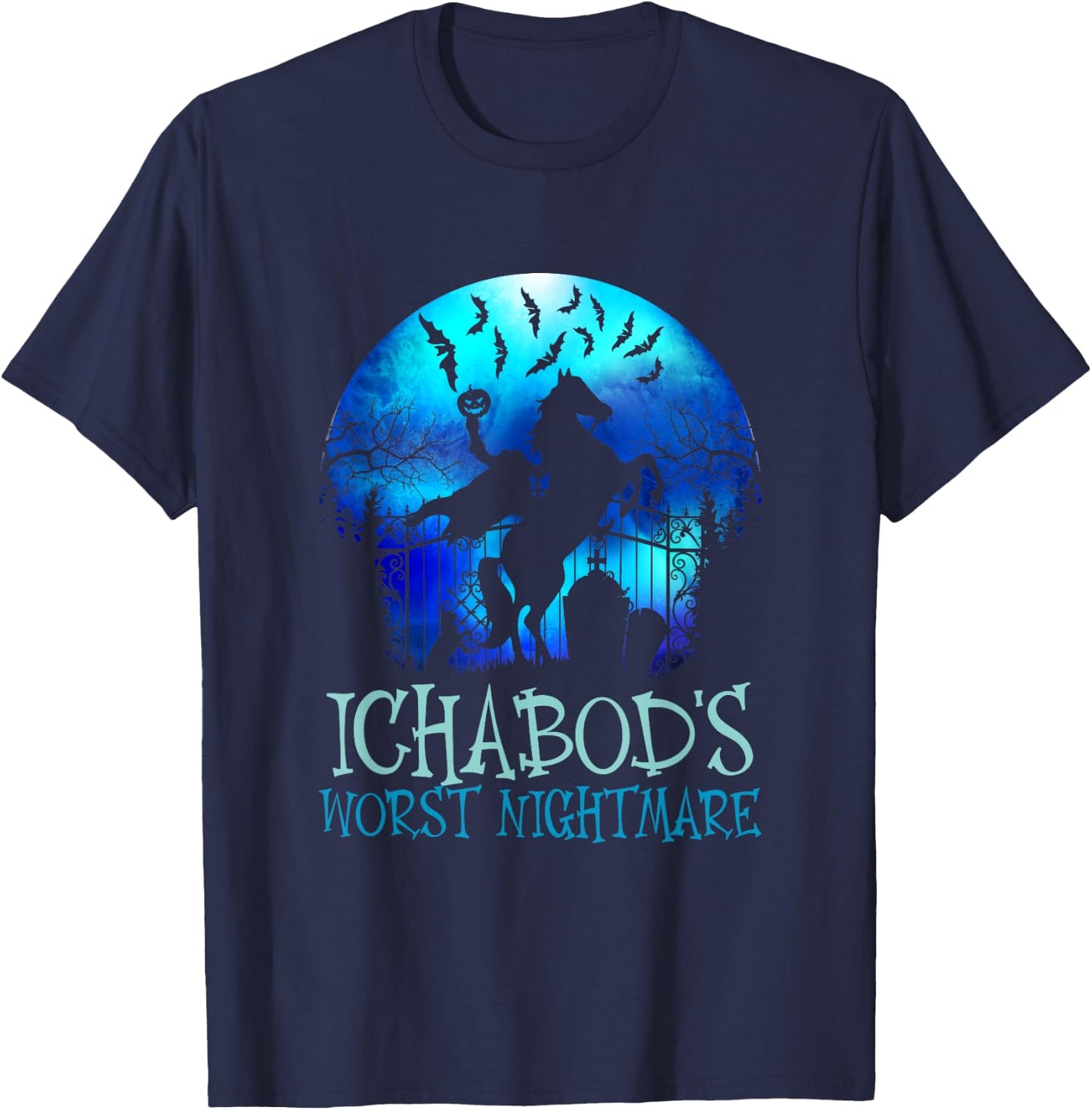 Ichabod's Worst Nightmare, Headless Horseman Halloween T-Shirt - T-Shirt | Navy