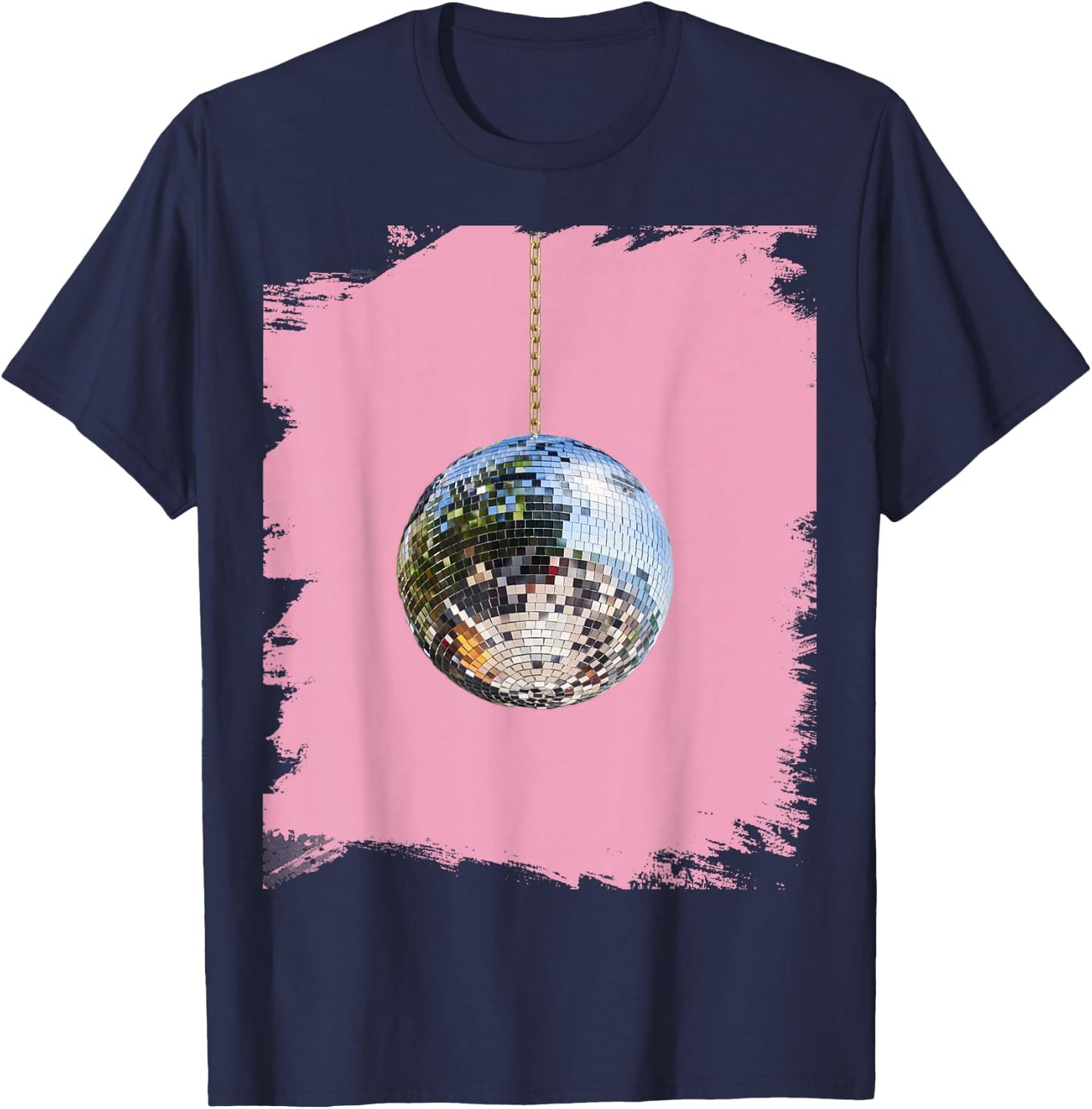 Pink Disco Ball Club Retro Cute T-Shirt - T-Shirt | Navy