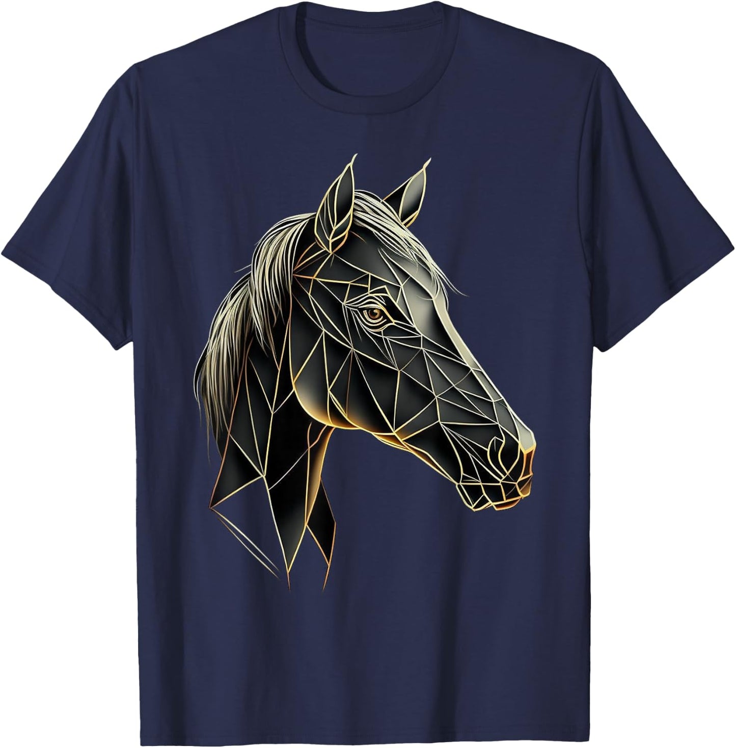 Horse Animal Geometric Polygon Artwork Horse T-Shirt - T-Shirt | Navy