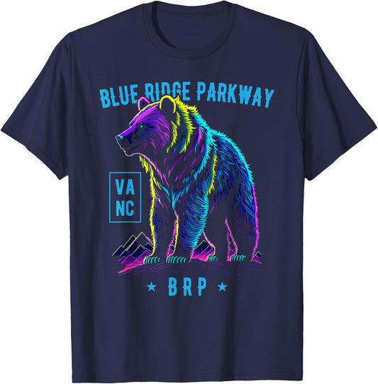 Blue Ridge Parkway NC VA BRP Bear Design T-Shirt - T-Shirt | Navy