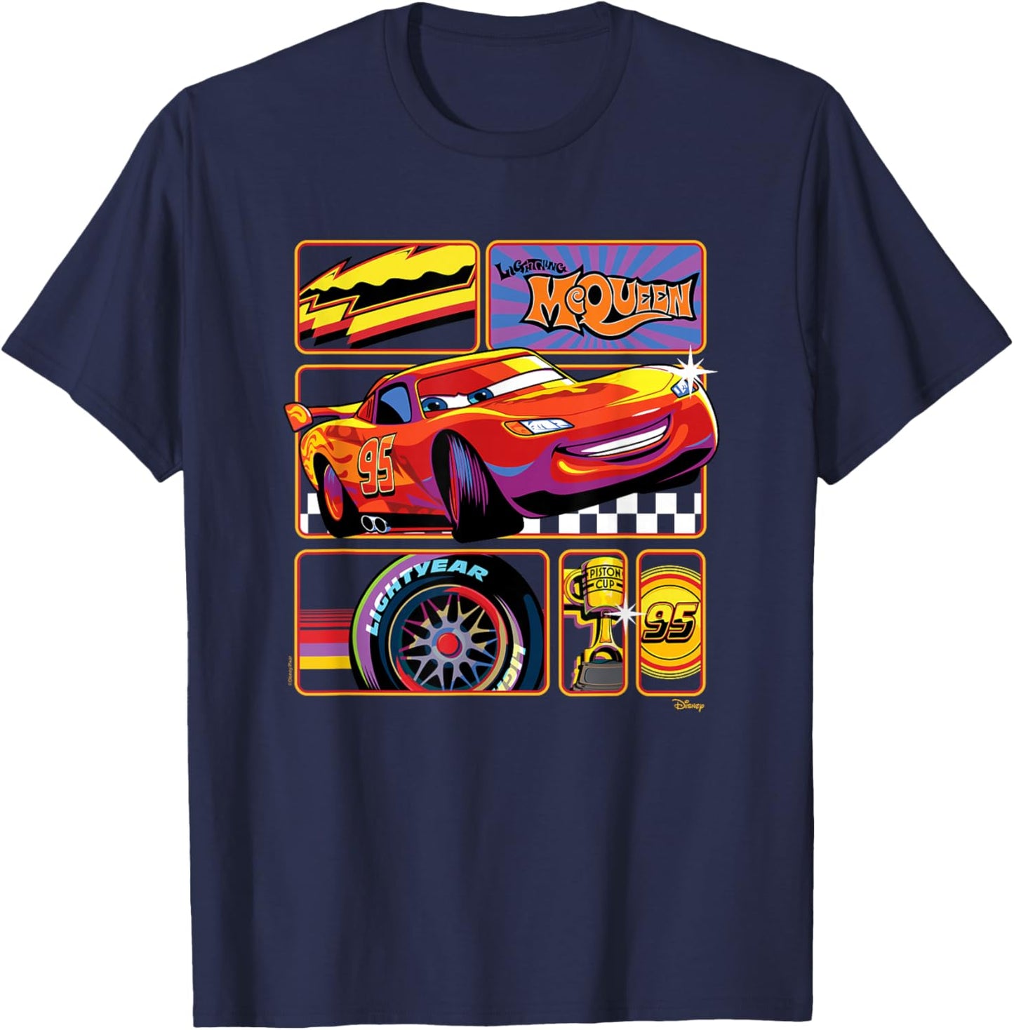 Cars - Lightning McQueen Grid T-Shirt - T-Shirt | Navy