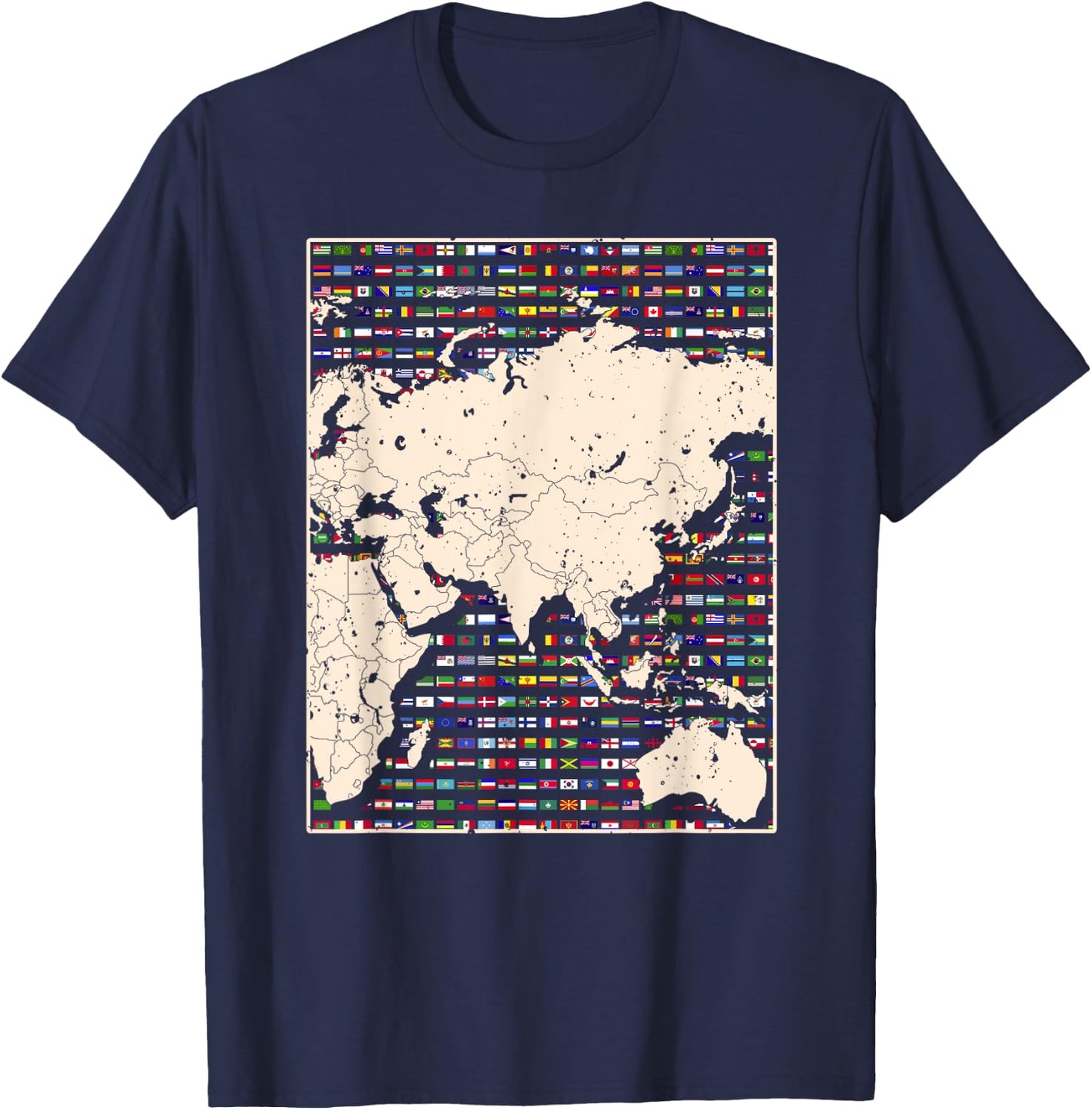 Country Flag Travelling World Map World Flags T-Shirt - T-Shirt | Navy