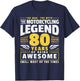 80th Birthday Biker 80 Years Old Motorcyclist T-Shirt - T-Shirt | Navy