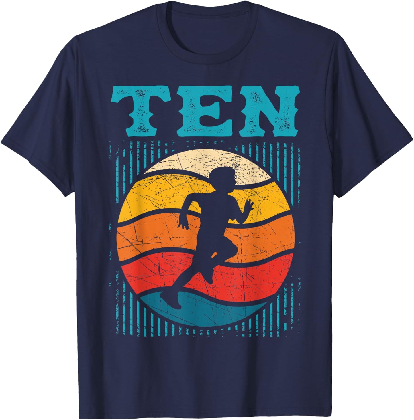 10th Birthday Retro Runner Jogging 10 Year Old Boys Kids T-Shirt - T-Shirt | Navy