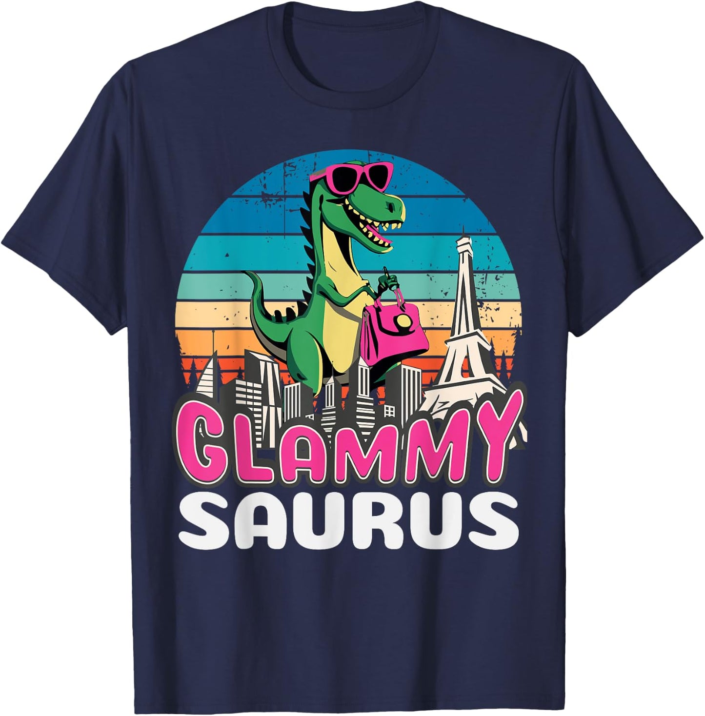 Glammysaurus T Rex Dinosaur Glammy Saurus Family T-Shirt - T-Shirt | Navy