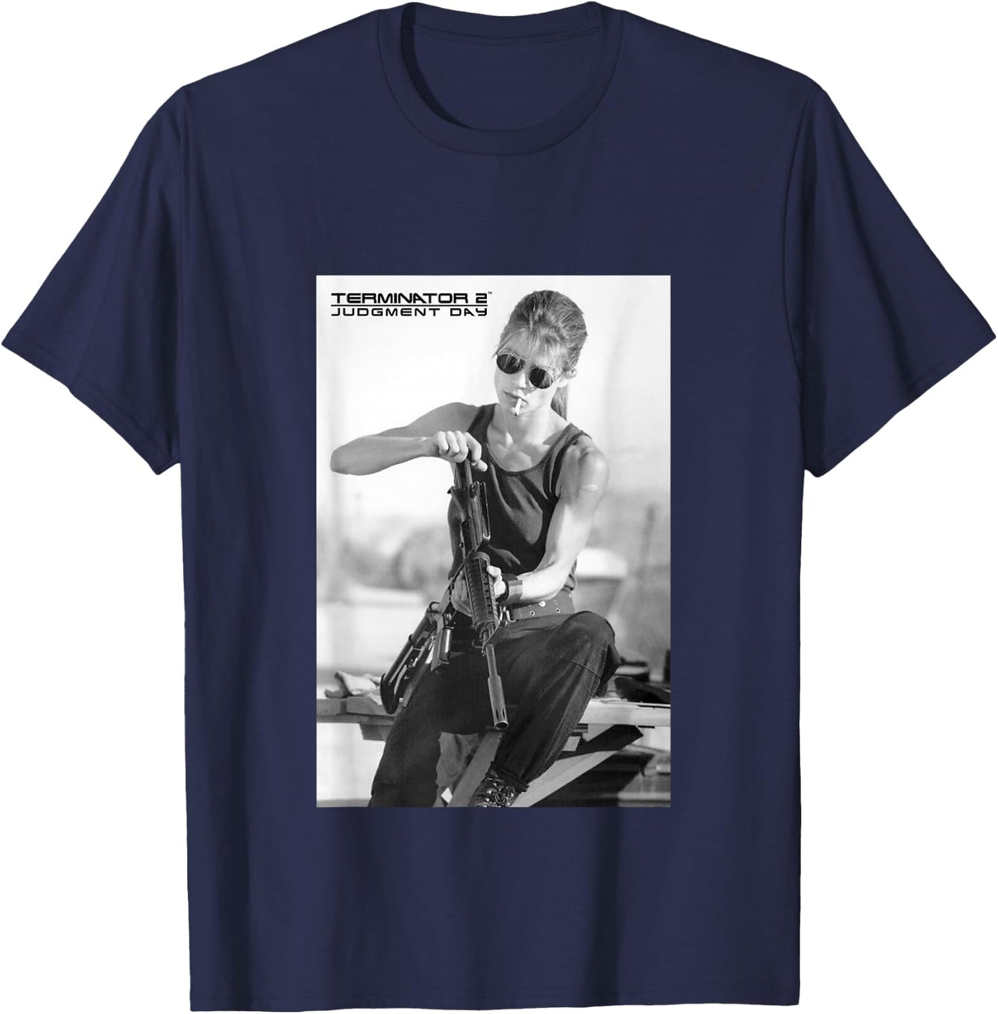 Terminator 2 Sarah Connor Rifle Reload T-Shirt - T-Shirt | Navy