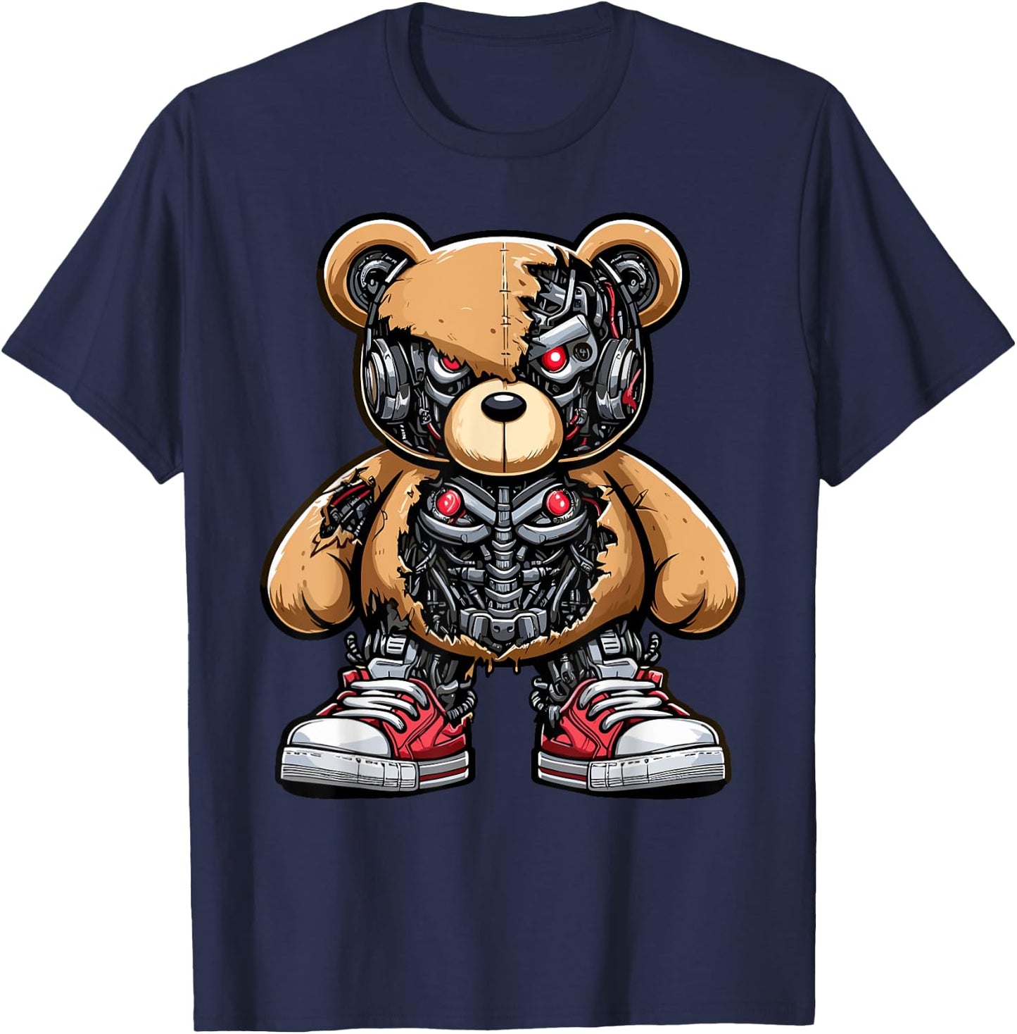 Cool Cyborg Exoskeleton Animatronic Bear, Hip Hop, Boys T-Shirt - T-Shirt | Navy