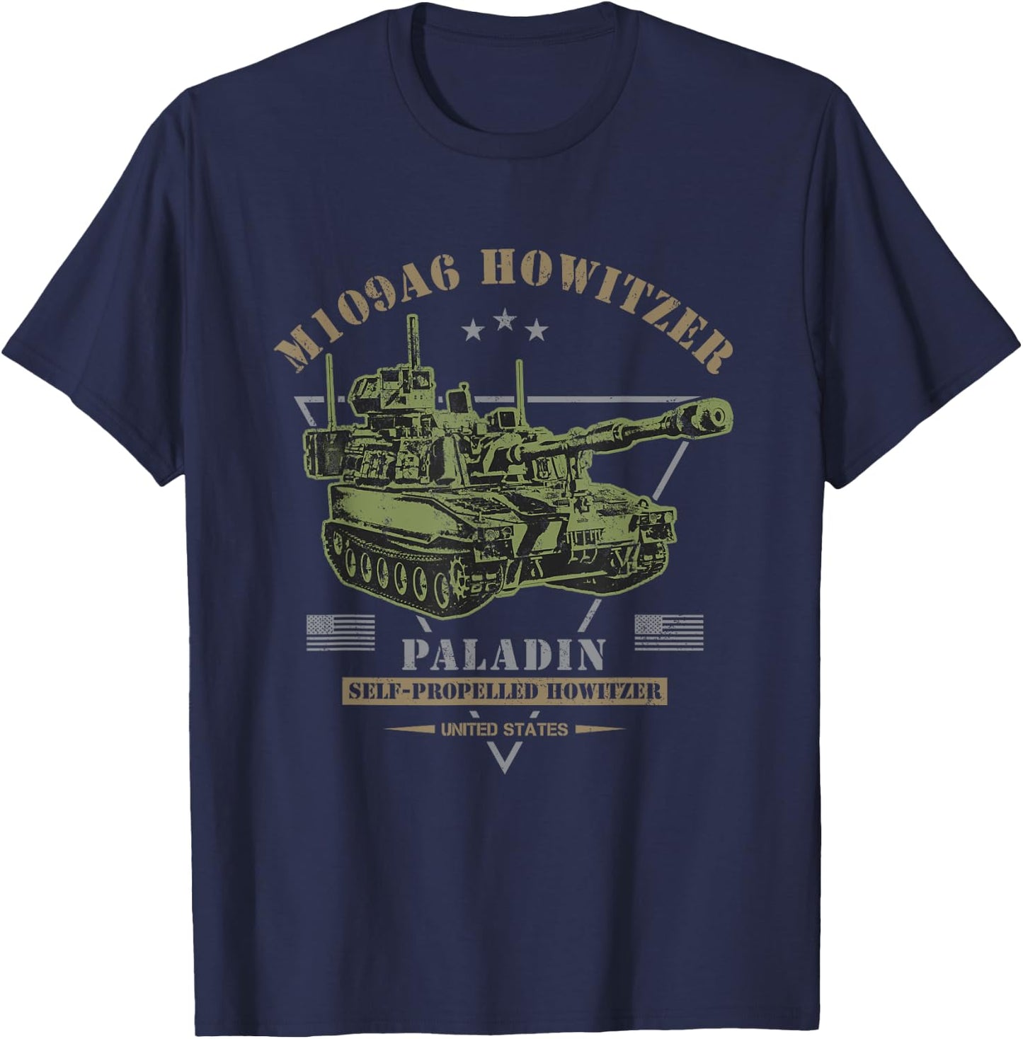 Military Style Designs M109A6 'Paladin' -Adults Black Cotton/Polyester T-Shirt - T-Shirt | Navy