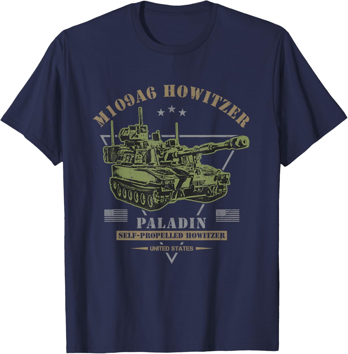 Military Style Designs M109A6 'Paladin' -Adults Black Cotton/Polyester T-Shirt - T-Shirt | Navy
