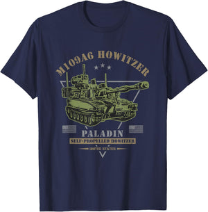 Military Style Designs M109A6 'Paladin' -Adults Black Cotton/Polyester T-Shirt - T-Shirt | Navy