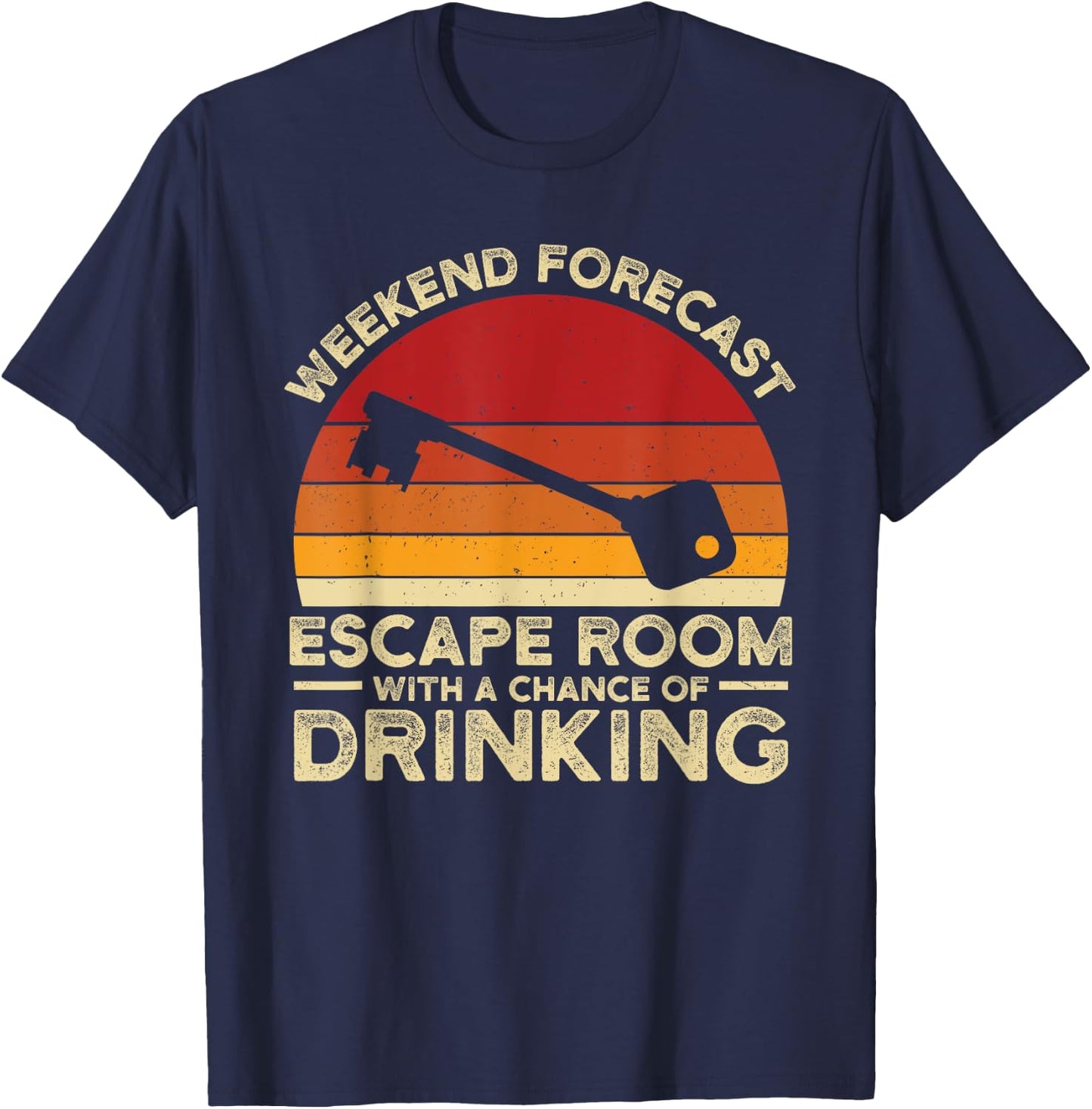 Weekend Forecast Escape Rooms Funny Mystery Vintage T-Shirt - T-Shirt | Navy