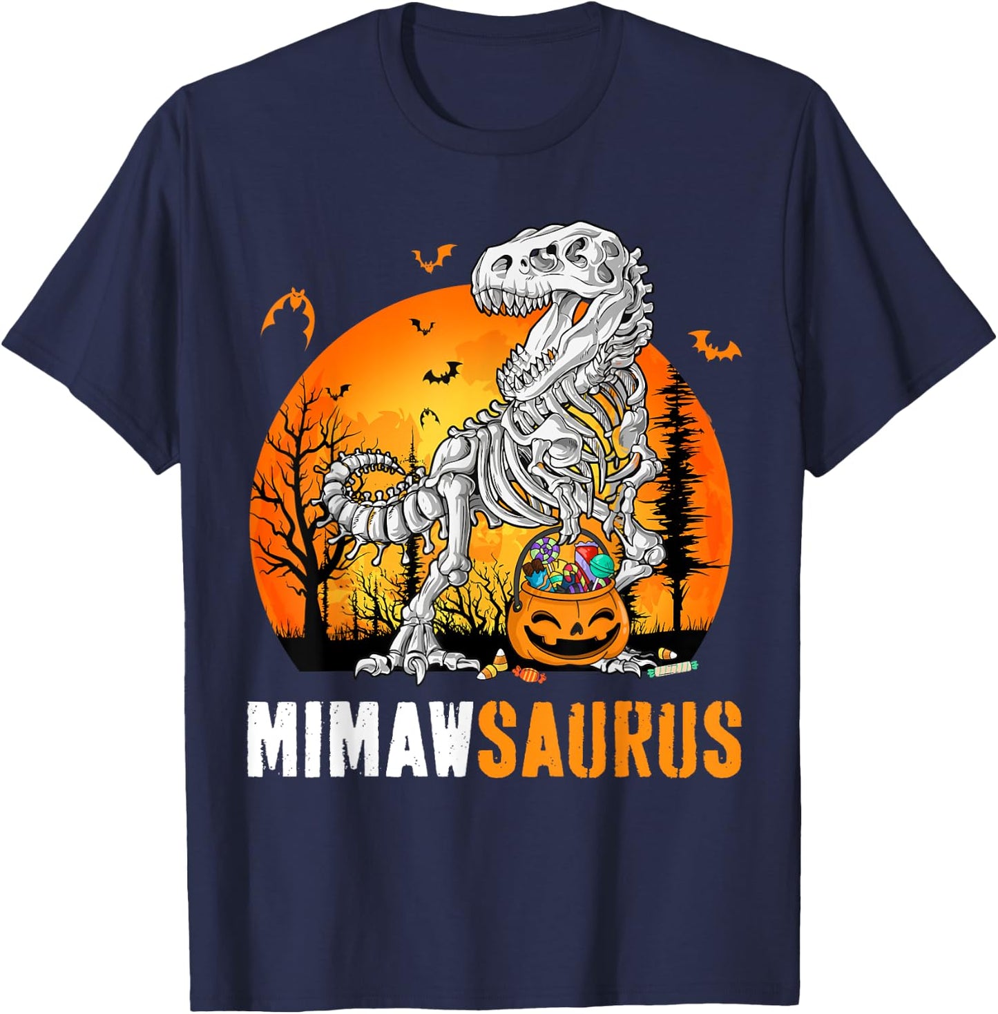 Mimawsaurus Dinosaur Skeleton Halloween Mimaw Saurus T-Shirt - T-Shirt | Navy