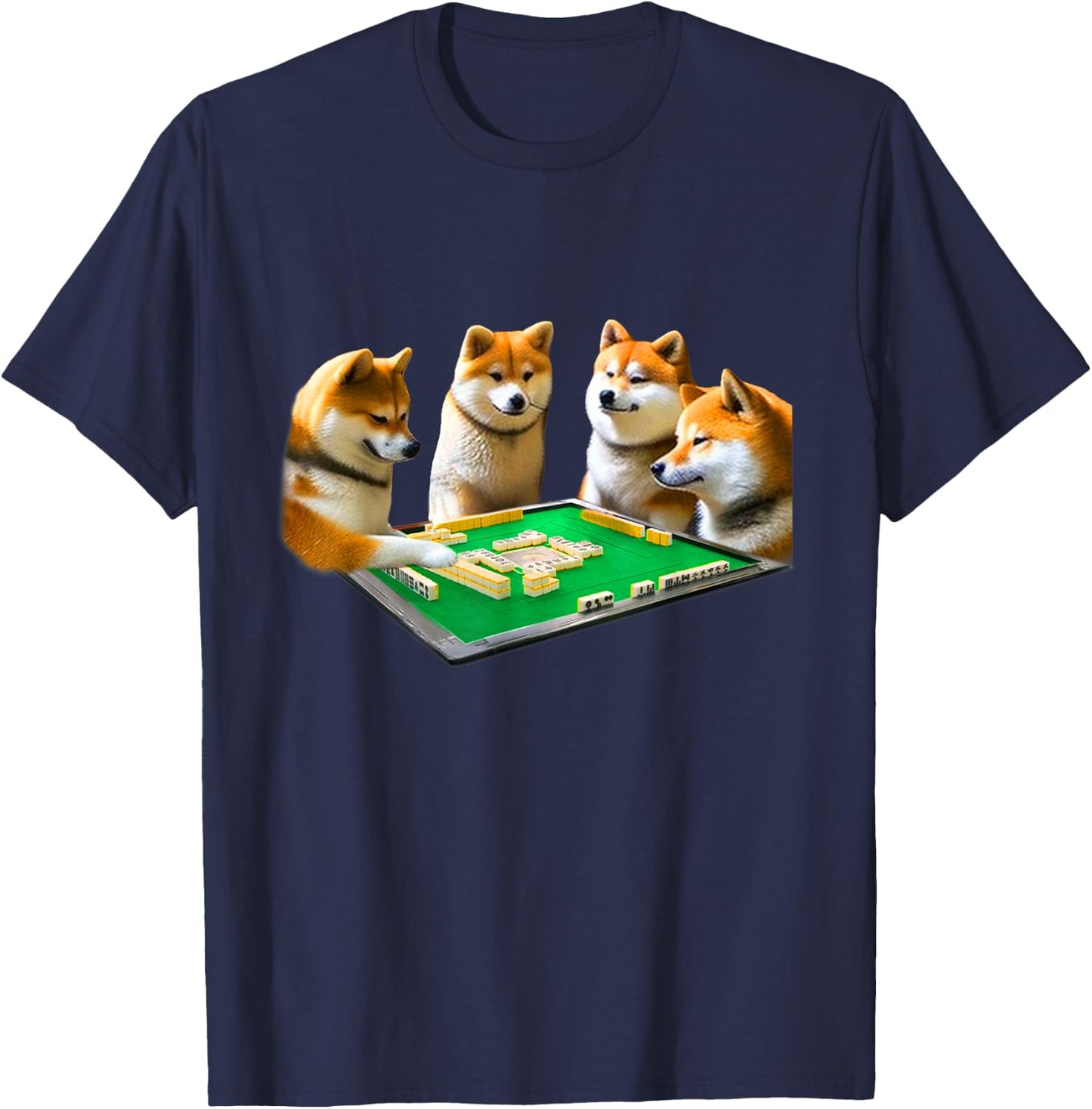 Shiba Inu, Dog, Mahjong, Funny , Dog, Lettered, Men's, Funny, Clothes, Funny Goods, Present, Neta, Jakushi T-Shirt - T-Shirt | Navy