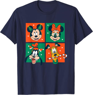 Mickey & Friends - Christmas Grid T-Shirt - T-Shirt | Navy