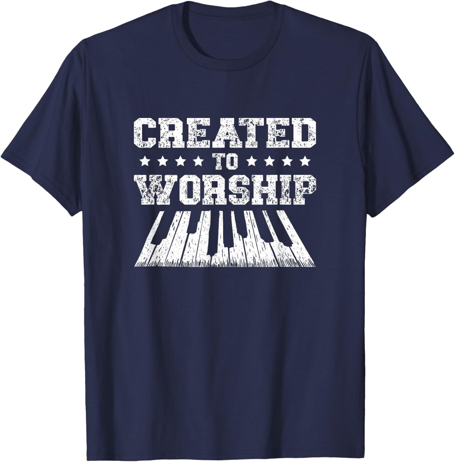 Created To Worship Piano Player Christian Believer T-Shirt - T-Shirt | Navy