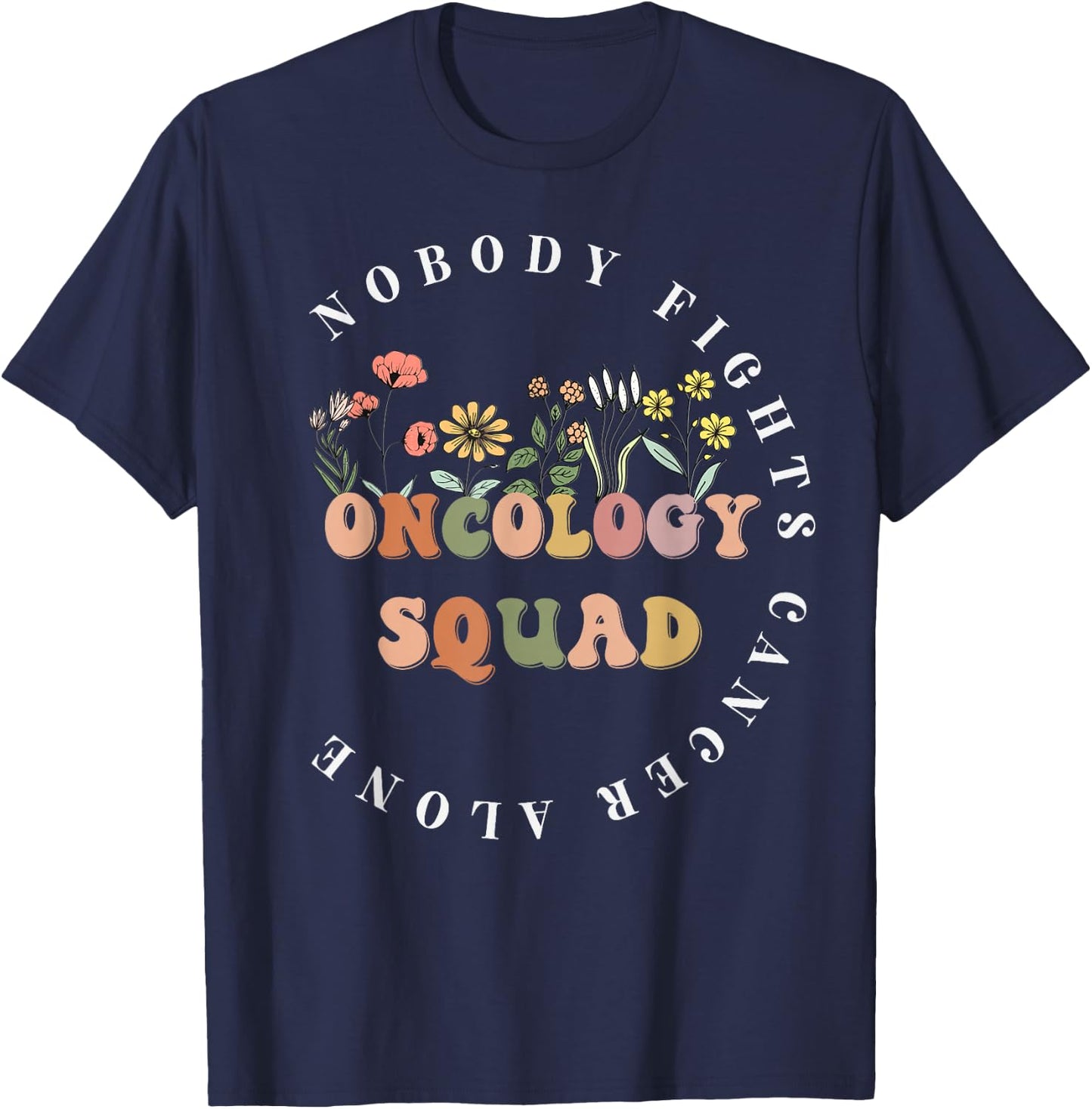 Wildflower Oncology Nurse Squad Retro Pediatric Oncology T-Shirt - T-Shirt | Navy