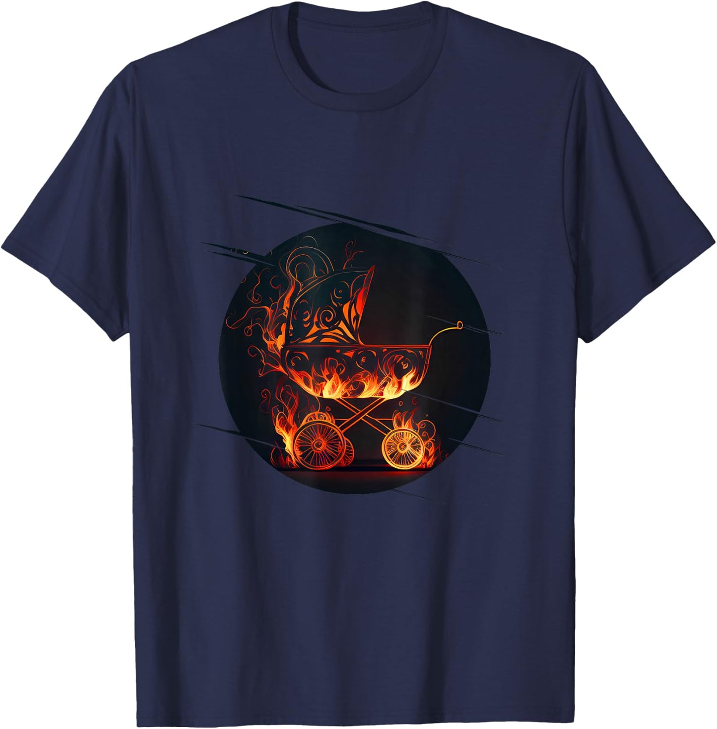 Baby Buggy with Flames for crazy Parents and Children T-Shirt - T-Shirt | Navy