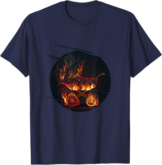Baby Buggy with Flames for crazy Parents and Children T-Shirt - T-Shirt | Navy
