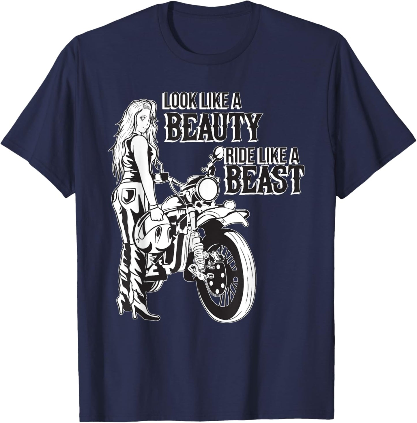 Motorcycle Meme Design for a Biker Chick T-Shirt - T-Shirt | Navy