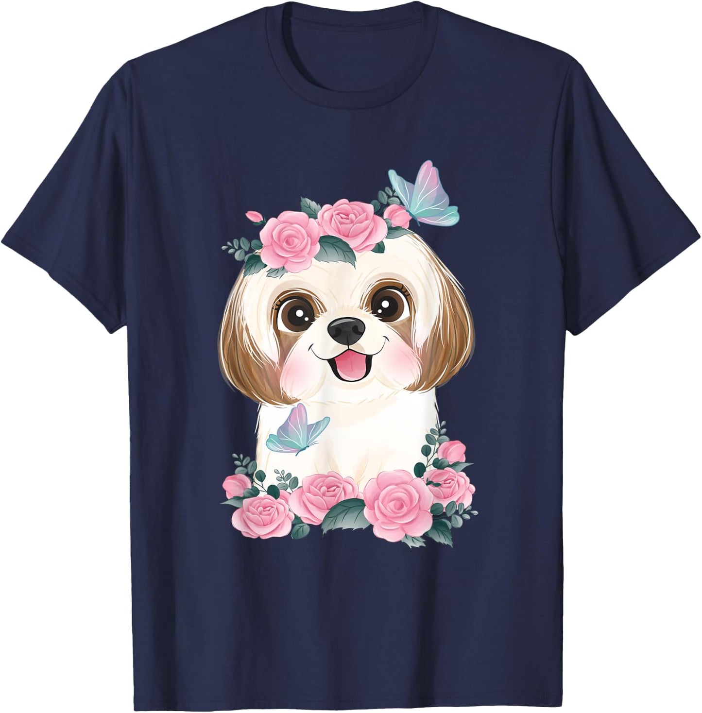 Spring Floral Shih Tzu - Dog Trainer Animal Breeder Canine Men Women Kids T-Shirt - T-Shirt | Navy