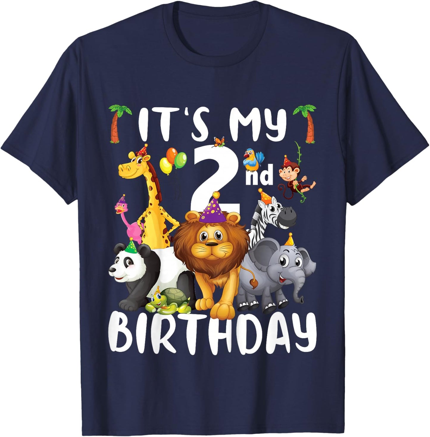 Its My 2nd Birthday Zoo Shirt Safari Jungle Animals Lover T-Shirt - T-Shirt | Navy
