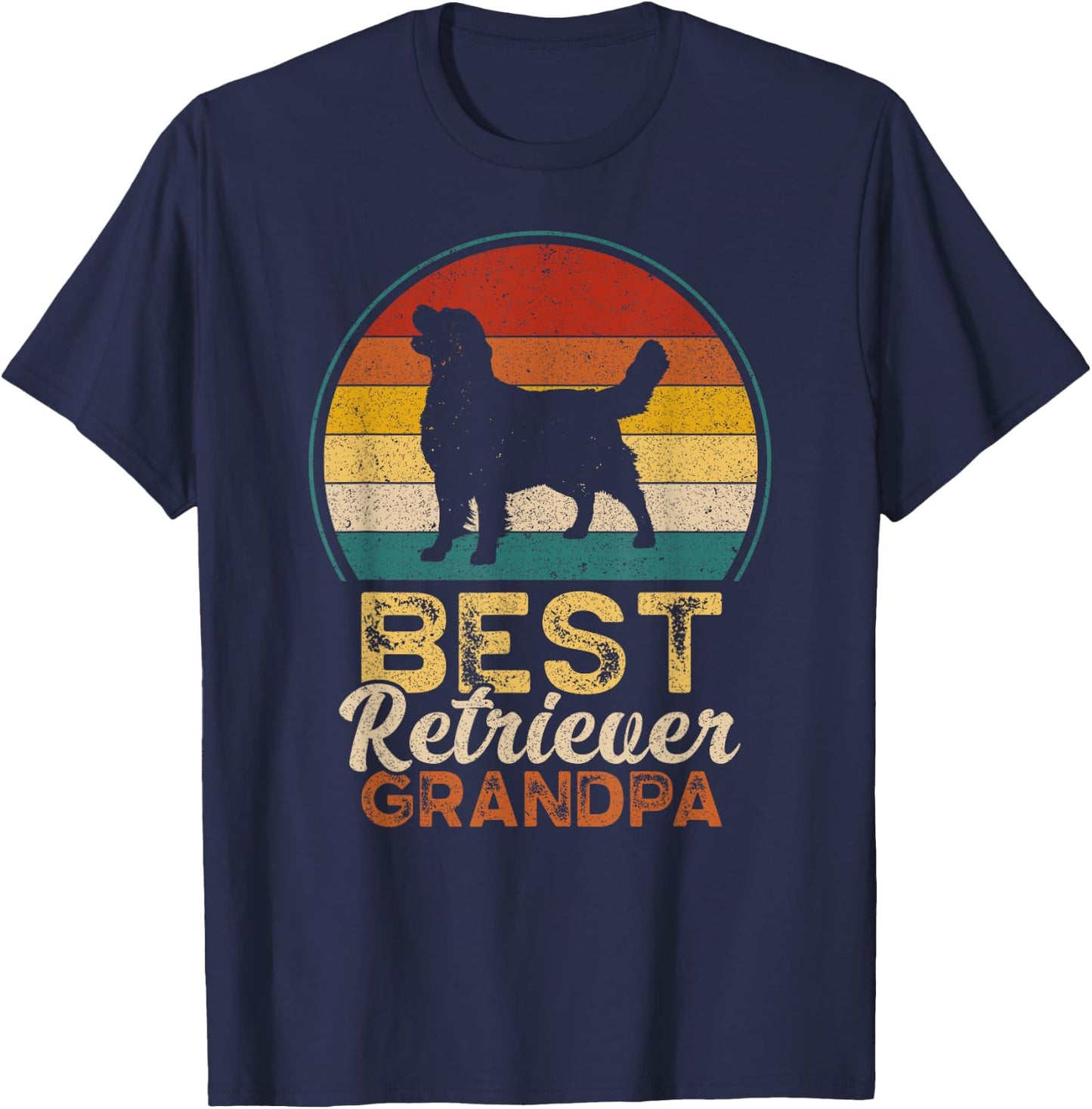 Best Retriever Grandpa, Father's Day, Golden Retriever T-Shirt - T-Shirt | Navy