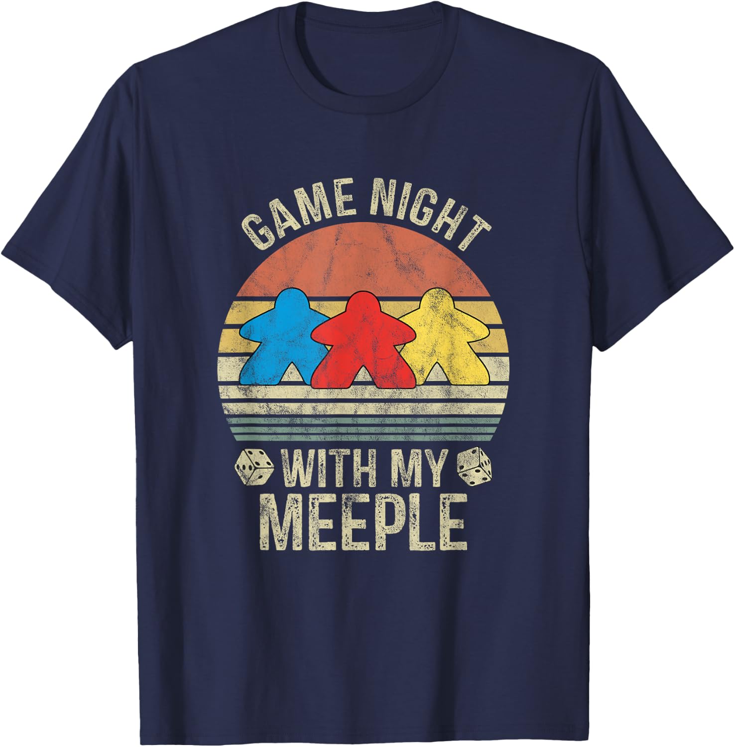 Game Night With My Meeple Board Games Tabletop Boardgamers T-Shirt - T-Shirt | Navy
