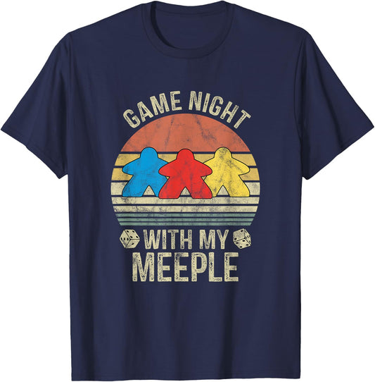 Game Night With My Meeple Board Games Tabletop Boardgamers T-Shirt - T-Shirt | Navy
