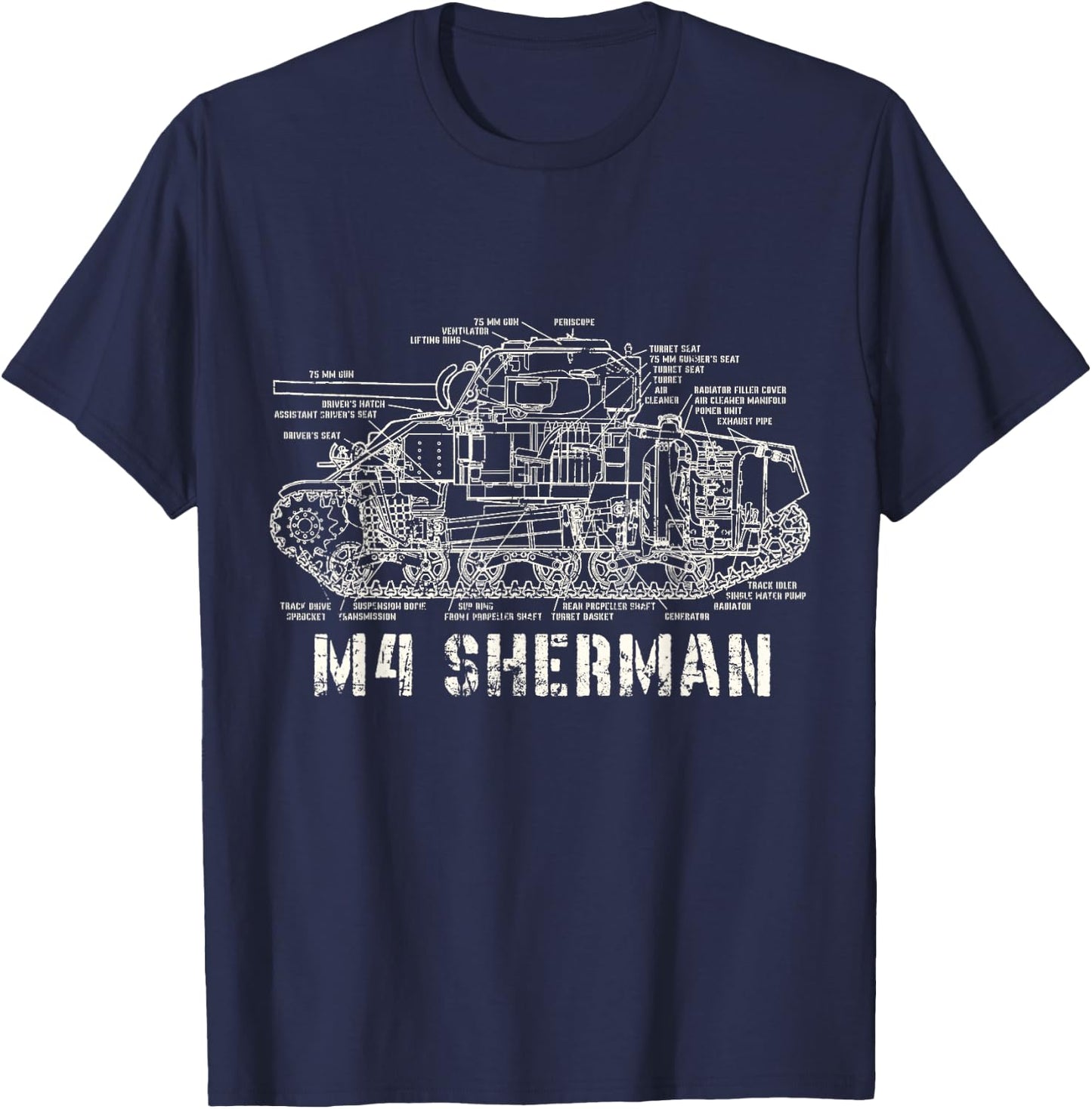 M4 Sherman WWII Army Tank Military T-Shirt - T-Shirt | Navy
