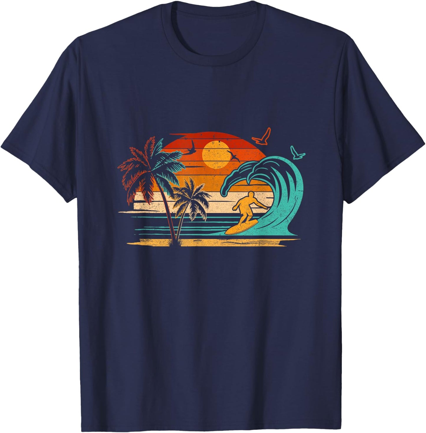 Vintage Surfer Retro Surfing Beach Surf T-Shirt - T-Shirt | Navy